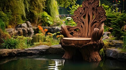 Wall Mural - carved tree stump chair