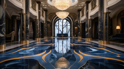 Poster - entrance blue gold marble