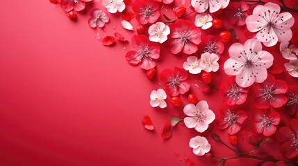 Wall Mural - flowers red and pink background