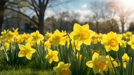 Canvas Print - daffodils spring growth