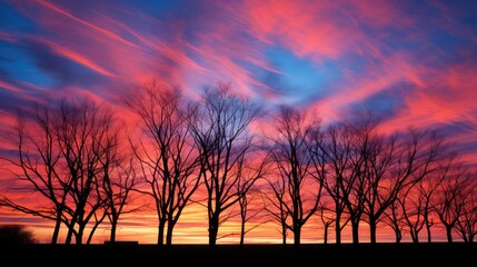 Canvas Print - hues blue sky trees