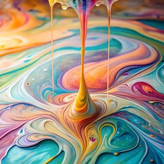 Poster - Abstract vibrant swirl of pastel and bright colors blending into a mesmerizing flow, ideal for creative designs, art backgrounds, and modern digital projects.