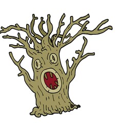 Canvas Print - cartoon doodle spooky tree