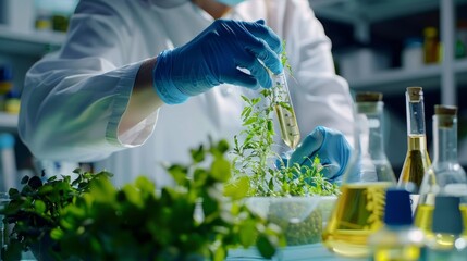 a scientist is working with plants in a lab