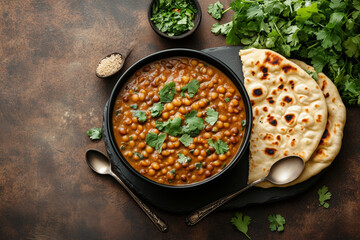 Delicious Dal Makhani served with Soft Roti in a Traditional Punjabi Setting