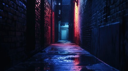 the atmosphere of a rainy night in a quiet alley