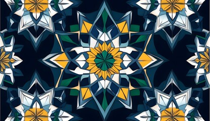 Wall Mural - Abstract Geometric Pattern with Yellow, Green, Blue and White Colors