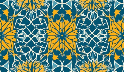 Wall Mural - Abstract Geometric Pattern with Yellow, Blue, and White Colors