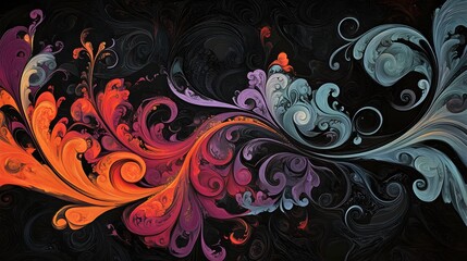 Poster - Abstract Swirls in Orange, Blue, and Purple