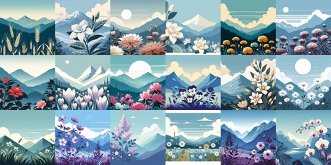 Wall Mural - Higland flowers. AI generated illustration