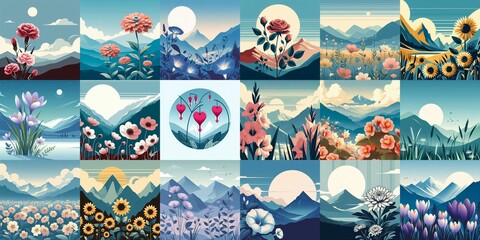 Canvas Print - Higland flowers. AI generated illustration