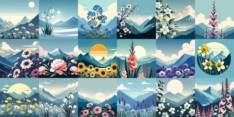 Canvas Print - Higland flowers. AI generated illustration