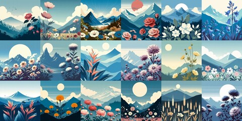 Canvas Print - Higland flowers. AI generated illustration