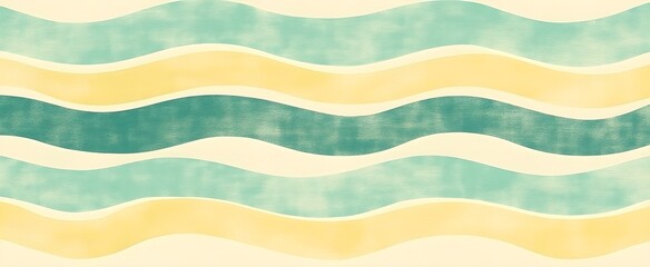 Canvas Print - Abstract Wavy Pattern in Green and Yellow