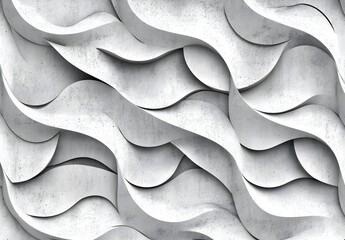 Wall Mural - Abstract White Concrete Waves Pattern