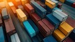 © Vuvimages - A vibrant array of colorful cargo containers are meticulously organized at a shipping port, reflecting the bustling activity and precision involved in global logistics and trade.