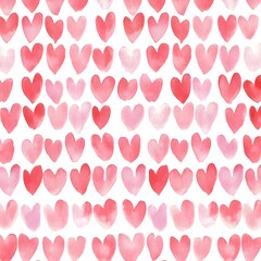 Sticker - Watercolor Pink Hearts Seamless Pattern