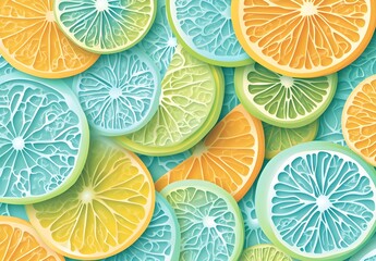 Sticker - Abstract Citrus Fruit Pattern