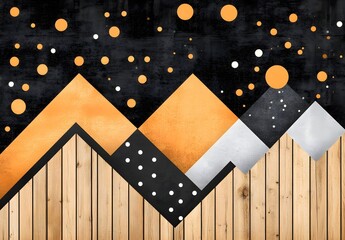 Poster - Abstract Geometric Shapes on a Wooden Background