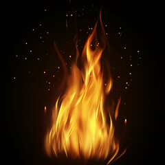 The Realistic burning fire flames, game element, Illustration 