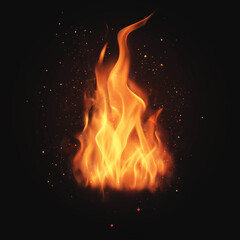 The Realistic burning fire flames, game element, Illustration 