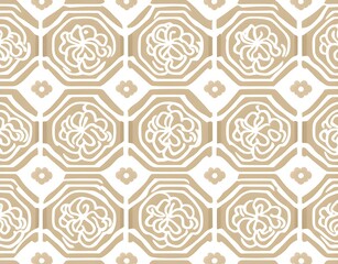 Wall Mural - Beige and White Floral Pattern