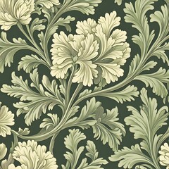 Sticker - Elegant Floral Pattern in Green and White