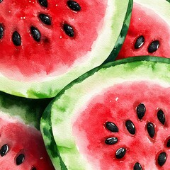 Wall Mural - Watermelon Watercolor Pattern