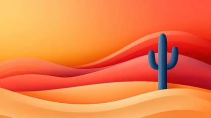 Sticker - A cactus is standing in the desert with a colorful background, AI