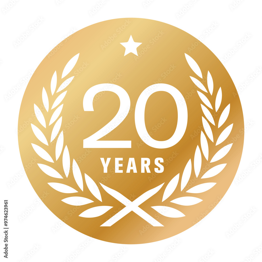 20 years anniversary vector logo, icon. Graphic element with golden ...