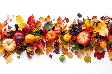 Wall Mural - A fall-themed image on a white background showcasing vibrant colors and seasonal elements, capturing the essence of autumn.