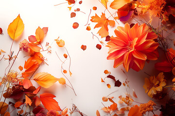 Wall Mural - A fall-themed image on a white background showcasing vibrant colors and seasonal elements, capturing the essence of autumn.