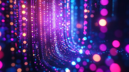 Wall Mural - Abstract Bokeh Background with Vibrant Pink, Blue, and Orange Lights.