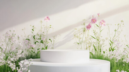 Wall Mural - White Podium Flowers.