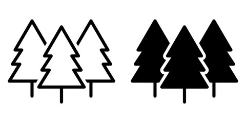 Aufkleber - ofvs730 OutlineFilledVectorSign ofvs - 3 fir tree vector icon . forest silhouette sign . isolated transparent . outline and filled version . AI 10 / EPS / PNG . g12076