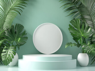 Wall Mural - Green Tropical Podium.