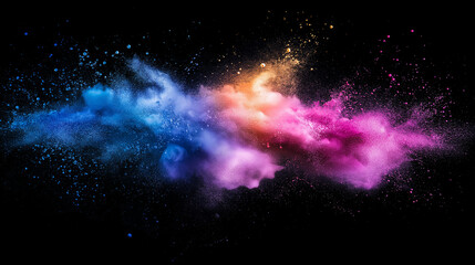 black background, vibrant color splash, abstract paint explosion, smooth gradient smoke, futuristic