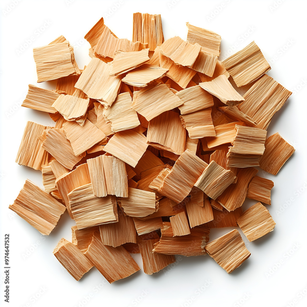 Top down Image Of A Pile Of Neatly Cut Wood Shavings On A Clean White top-down-image-of-a-pile-of-neatly-cut-wood-shavings-on-a-clean-white