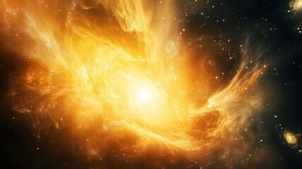 Canvas Print - cosmic explosion of golden light particles swirling nebula colors star birth galactic scale beauty aweinspiring celestial event