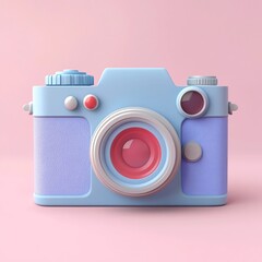 Wall Mural - 3D Digital Camera Icon: Photo Capturing Device Illustration Logo