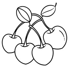 Wall Mural - various cherries outline coloring book page line art drawing