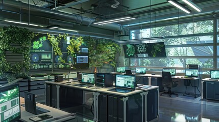 Poster - Modern Office Interior with Green Plants