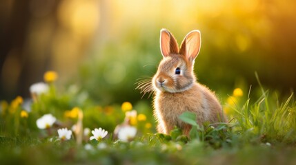 Wall Mural - cute animal pet rabbit or bunny smiling and laughing isolated with copy space for easter background, rabbit, animal, pet, cute, fur, ear, mammal, background, celebration, generate by AI