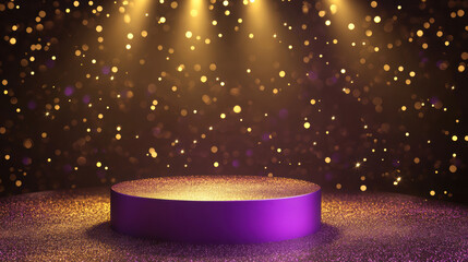 Canvas Print - Purple Podium Gold Glitter.