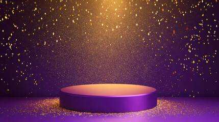 Sticker - Purple Podium with Glitter.