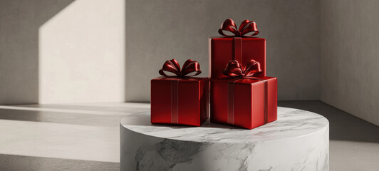 Canvas Print - Red Gifts on Marble.