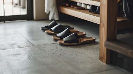 Wall Mural - Slippers on a Concrete Floor