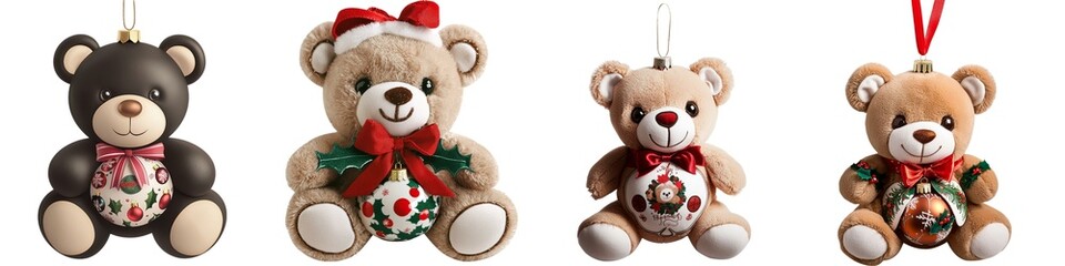 A charming collection of decorative teddy bears, perfect for holiday cheer and festive home decor.