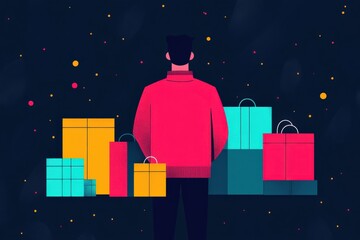 Wall Mural - black friday shopping concept cyber monday price cut, futuristic layout, clean tech elements, flat d