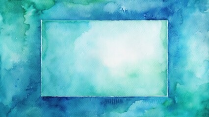 Wall Mural - Abstract blue-green watercolor square background , watercolor, blue, green, abstract, artistic, textured, brush strokes